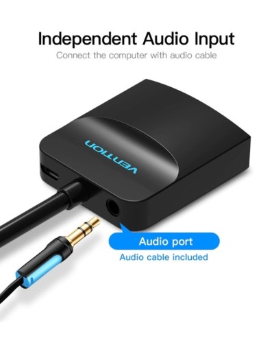 Адаптер  Vention VGA to HDMI Converter with Female Micro USB and Audio Port 0.15M Black (ACNBB) (ACNBB)