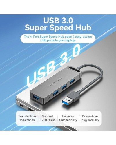 Хаб Vention 4-Port USB 3.0 Hub With Power Supply 0.15M Black (CHLBB) (CHLBB)