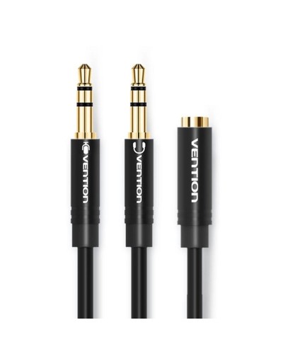 Кабель Vention 2*3.5mm Male to 4 Pole 3.5mm Female Audio Cable 0.3M Black ABS Type (BBTBY) (BBTBY)