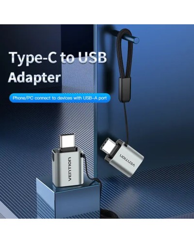 Кабель Vention USB-C Male to USB 3.0 Female OTG Adapter Gray Aluminum Alloy Type (CDQH0) (CDQH0)