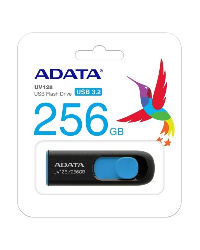 Flash A-DATA USB 3.2 UV 128 256Gb Black/Blue (AUV128-256G-RBE)