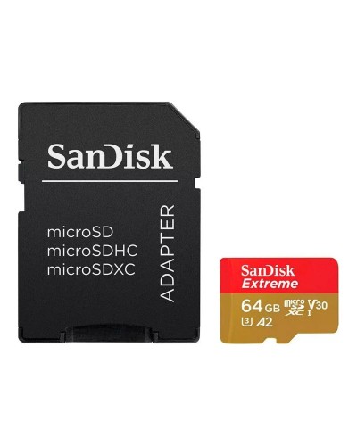 microSDXC (UHS-1 U3) SanDisk Extreme For Action Cams and Drones A2 64Gb class 10 V30 (R170MB/s,W80MB/s) (adapter) (SDSQXAH-064G-GN6AA)