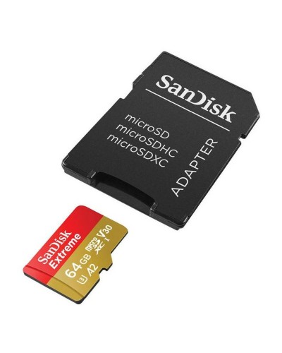 microSDXC (UHS-1 U3) SanDisk Extreme For Action Cams and Drones A2 64Gb class 10 V30 (R170MB/s,W80MB/s) (adapter) (SDSQXAH-064G-GN6AA)