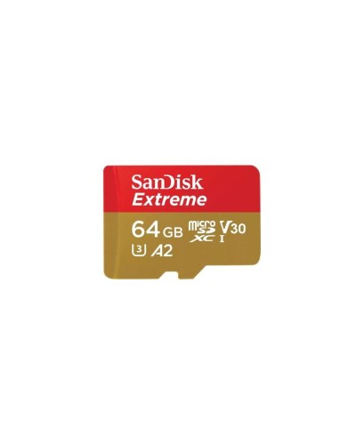 microSDXC (UHS-1 U3) SanDisk Extreme For Action Cams and Drones A2 64Gb class 10 V30 (R170MB/s,W80MB/s) (adapter) (SDSQXAH-064G-GN6AA)