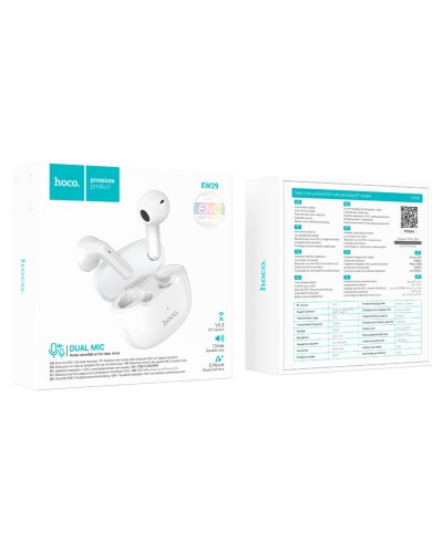 Навушники HOCO EW29 Depth true wireless ENC noise cancelling BT headset White (6931474781376)