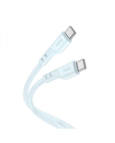 Кабель HOCO X97 Crystal color 60W silicone charging data cable Type-C to Type-C light blue (6931474799920)