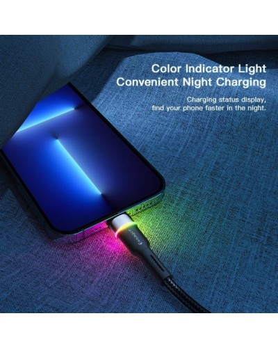 Кабель Essager Colorful LED USB Cable Fast Charging 2.4A USB-A to Lightning 1m black (EXCL-XCD01) (EXCL-XCD01)