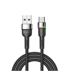 Кабель Essager Colorful LED USB Cable Fast Charging 3A USB-A to Type C 1m black (EXCT-XCD01) (EXCT-XCD01)