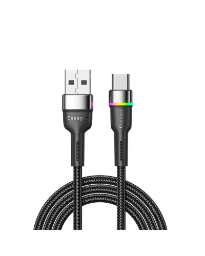 Кабель Essager Colorful LED USB Cable Fast Charging 3A USB-A to Type C 1m black (EXCT-XCD01) (EXCT-XCD01)