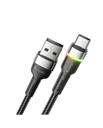 Кабель Essager Colorful LED USB Cable Fast Charging 3A USB-A to Type C 1m black (EXCT-XCD01) (EXCT-XCD01)