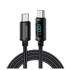 Кабель Essager Enjoy LED Digital Display USB Charging Cable Type C to Type C 100W 1m black (EXCTT1-XY01-P) (EXCTT1-XY01-P)