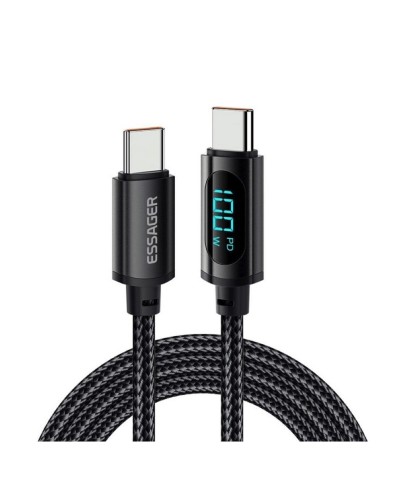 Кабель Essager Enjoy LED Digital Display USB Charging Cable Type C to Type C 100W 1m black (EXCTT1-XY01-P) (EXCTT1-XY01-P)