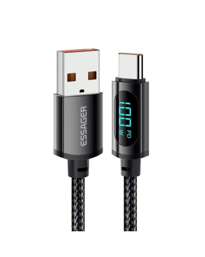 Кабель Essager Enjoy LED Digital Display USB Charging Cable USB A to Type C 100W 1m black (EXCT-XY01-P) (EXCT-XY01-P)