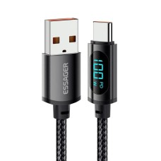 Кабель Essager Enjoy LED Digital Display USB Charging Cable USB A Type C 100W 2m black (EXCT-XYA01-P) (EXCT-XYA01-P)