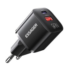 Мережевий зарядний пристрій Essager Camber 20W GaN travel Phone Charger A+C EU  black (ECTAC-HMB01-P) (ECTAC-HMB01-P)