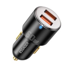 Автомобильное зарядное устройство для Essager City Dual Type-C + USB-A Car Charger 60W black (ECC2C1A-FF01) (ECC2C1A-FF01)