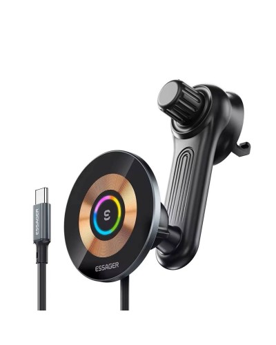 Держатель для мобильного Essager Arpege 15W Magnetic Wirless Car Charger с Phone Holder Function (Standard Version) black (EZJCX-GY01AtZ) (EZJCX-GY01A-Z)