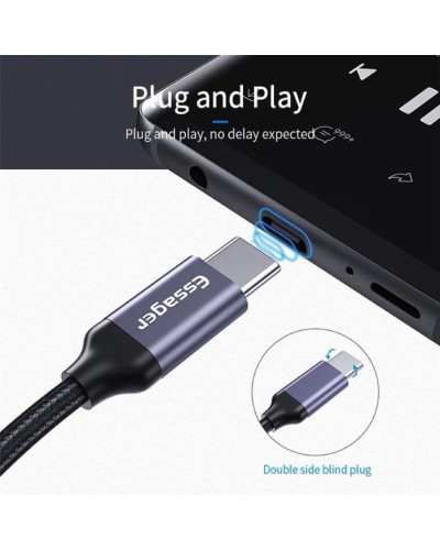 Адаптер Essager E01 Type c to 3.5mm Jack Headphone Adapter  grey (EZJE01-0G) (EZJE01-0G)