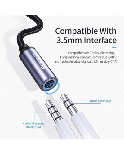 Адаптер Essager E01 Type c to 3.5mm Jack Headphone Adapter  grey (EZJE01-0G) (EZJE01-0G)