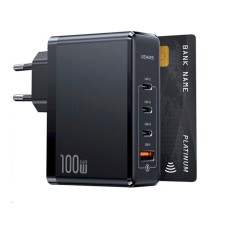 Сетевое зарядное устройство для Usams US-CC163 T50 100W 4 Ports ACCC GaN Fast Charger (EU) Black (CC163TC01)