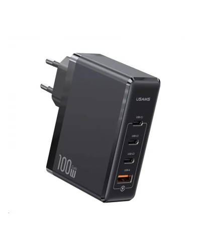 Мережевий зарядний пристрій Usams US-CC163 T50 100W 4 Ports ACCC GaN Fast Charger (EU) Black (CC163TC01)