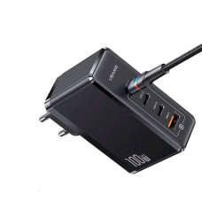 Сетевое зарядное устройство для Usams US-CC163 T50 100W 4 Ports ACCC GaN Fast Charger (EU) Black (CC163TC01)