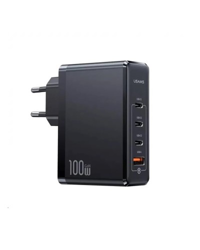 Мережевий зарядний пристрій Usams US-CC163 T50 100W 4 Ports ACCC GaN Fast Charger (EU) Black (CC163TC01)