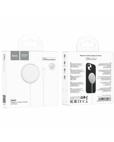 Бездротовий зарядний пристрій HOCO CW47 Original series 15W magnetic wireless fast charger White (6931474795076)