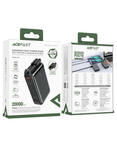 Зовнішній акумулятор ACEFAST M4 PD67W power bank 20000mAh Black (AFM4B)