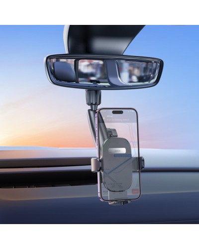 Тримач для мобільного HOCO H17 Waves rearview mirror car holder Black (6942007600521)