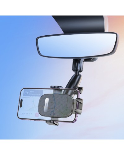 Тримач для мобільного HOCO H17 Waves rearview mirror car holder Black (6942007600521)