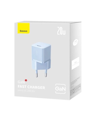 Мережевий зарядний пристрій Baseus GaN5 Fast Charger(mini) 1C 20W EU Blue (CCGN050103)