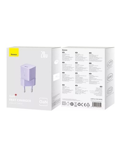 Мережевий зарядний пристрій Baseus GaN5 Fast Charger(mini) 1C 20W EU Purple (CCGN050105)