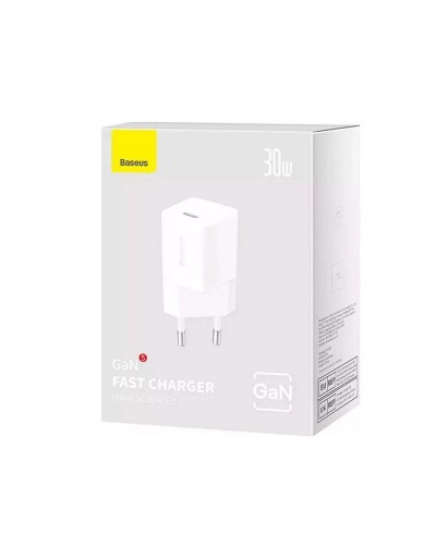 Мережевий зарядний пристрій Baseus GaN5 Fast Charger(mini) 1C 30W EU White (CCGN070502)