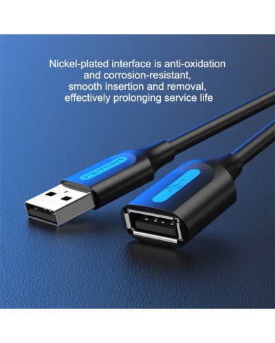 Кабель Vention USB 2.0 A Male to A Female Extension Cable 1.5M black PVC Type (CBIBG) (CBIBG)