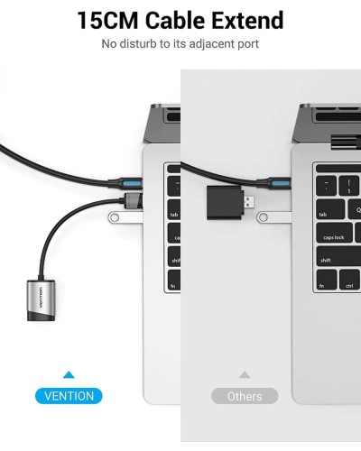 Адаптер Vention USB External Sound Card 0.15M Gray Metal Type (CDKHB) (CDKHB)