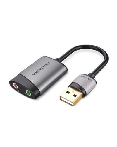 Адаптер Vention USB External Sound Card 0.15M Gray Metal Type (CDKHB) (CDKHB)