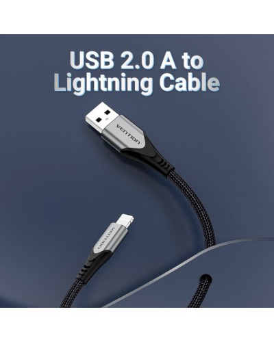 Кабель Vention USB 2.0 A to Lightning Cable 1M Gray Aluminum Alloy Type (LABHF) (LABHF)