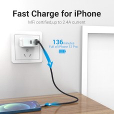 Кабель Vention USB 2.0 A Lightning Cable 1M Gray Aluminum Alloy Type (LABHF) (LABHF)