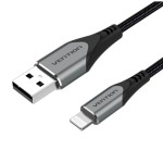 Кабель Vention USB 2.0 A Lightning Cable 1M Gray Aluminum Alloy Type (LABHF) (LABHF)
