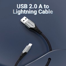 Кабель Vention USB 2.0 A Lightning Cable 2M Gray Aluminum Alloy Type (LABHH) (LABHH)