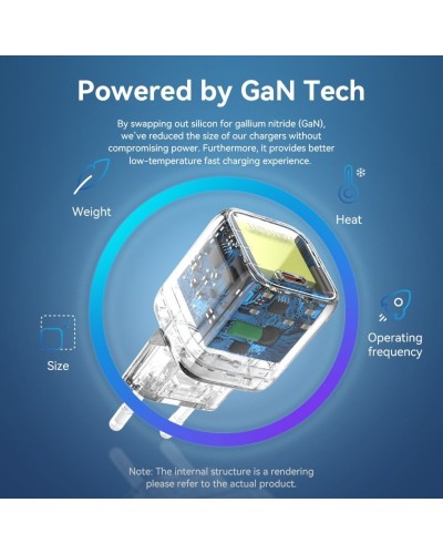 Зарядний пристрій Vention 1-port USB-C GaN Charger(30W) EU-Plug Blue (FAKL0-EU) (FAKL0-EU)