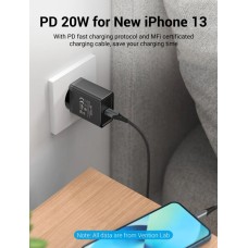 Зарядное устройство Vention 1-port USB-C Wall Charger(20W) EU-Plug Black (FADB0-EU) (FADB0-EU)
