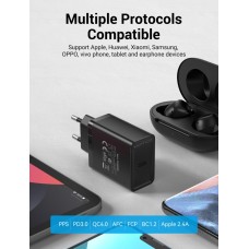 Зарядное устройство Vention 1-port USB-C Wall Charger(20W) EU-Plug Black (FADB0-EU) (FADB0-EU)