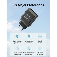 Зарядное устройство Vention 1-port USB-C Wall Charger(20W) EU-Plug Black (FADB0-EU) (FADB0-EU)