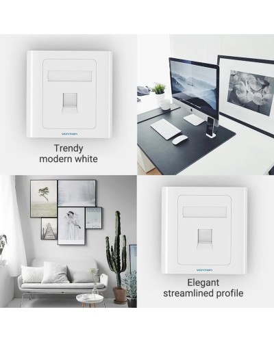 Мережева розетка Vention 1 Port keystone Jack Wall Plate White 86 Type (IFAW0) (IFAW0)