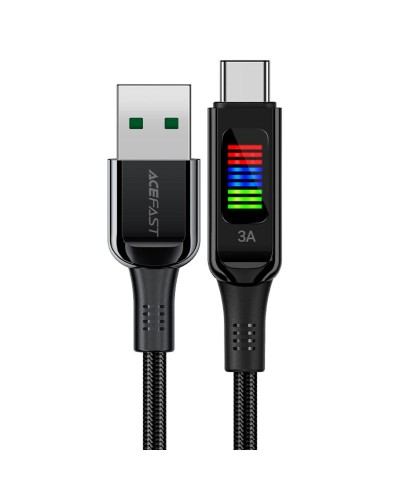 Кабель ACEFAST C7-04 USB to Type-C 3A, 1.2m, nylon, zinc connectors, LED, Black (6974316282785)