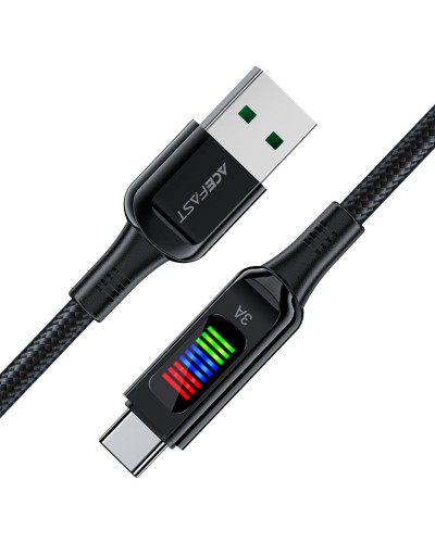 Кабель ACEFAST C7-04 USB to Type-C 3A, 1.2m, nylon, zinc connectors, LED, Black (6974316282785)