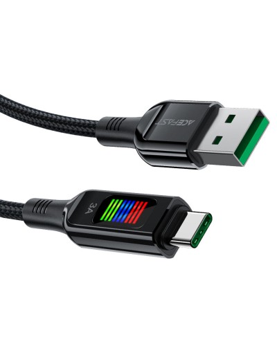 Кабель ACEFAST C7-04 USB to Type-C 3A, 1.2m, nylon, zinc connectors, LED, Black (6974316282785)