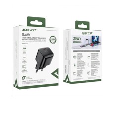 Сетевое зарядное устройство для ACEFAST A77 mini PD30W GaN USB-C charger Black (6974316282662)